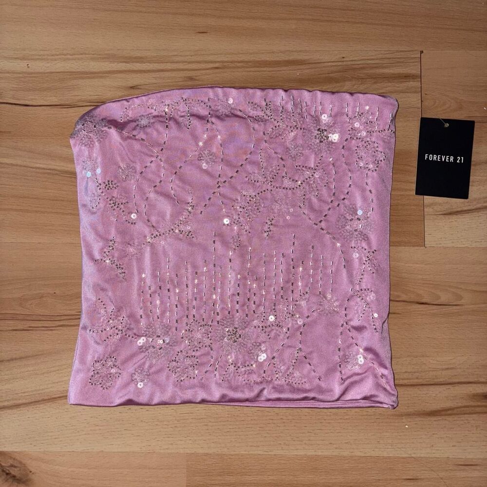 Beaded Forever 21 Pink Sequin Tube Top size XS
